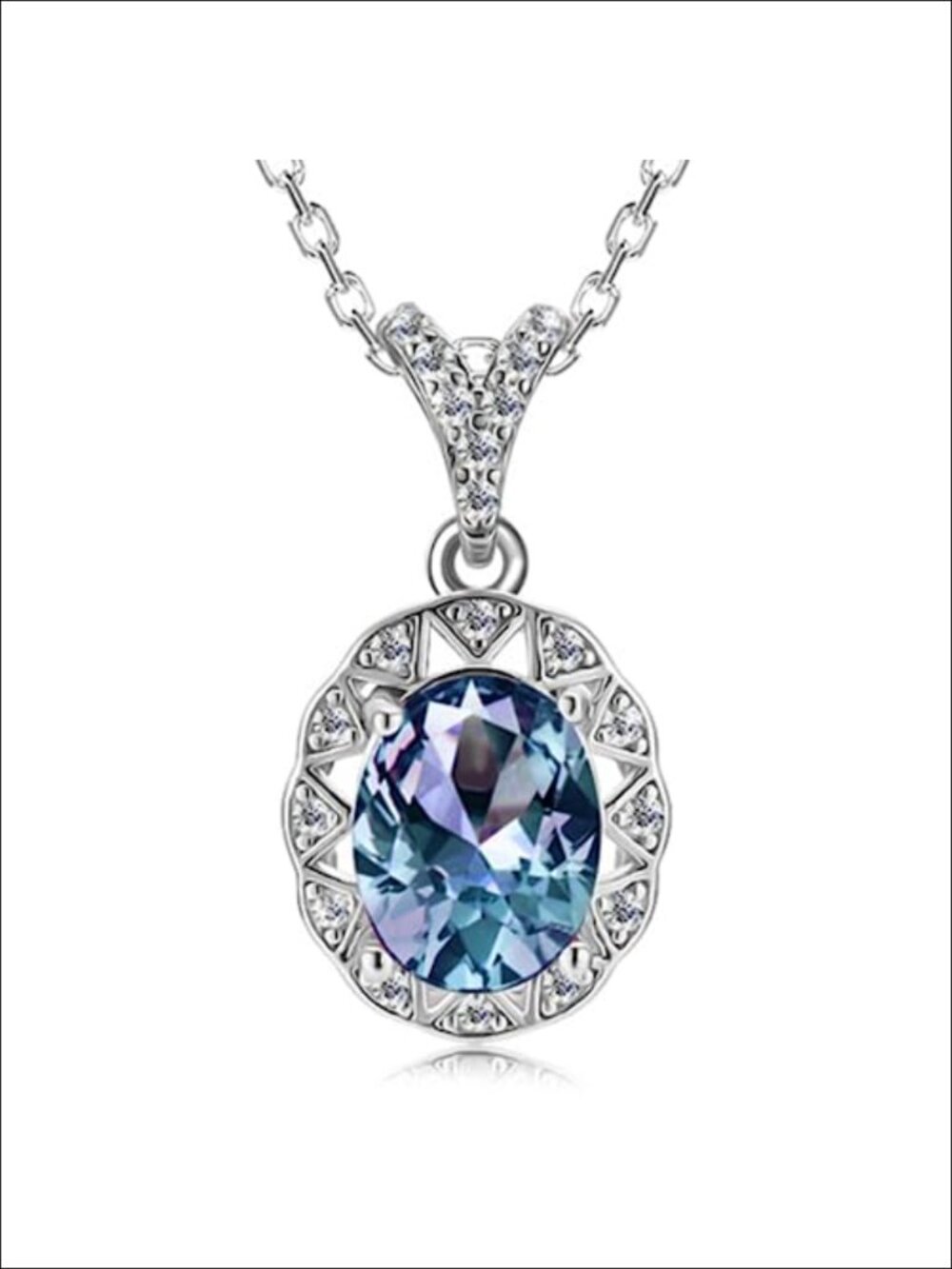 925 Sterling Silver Color Change Alexandrite Pendant Necklace Women June